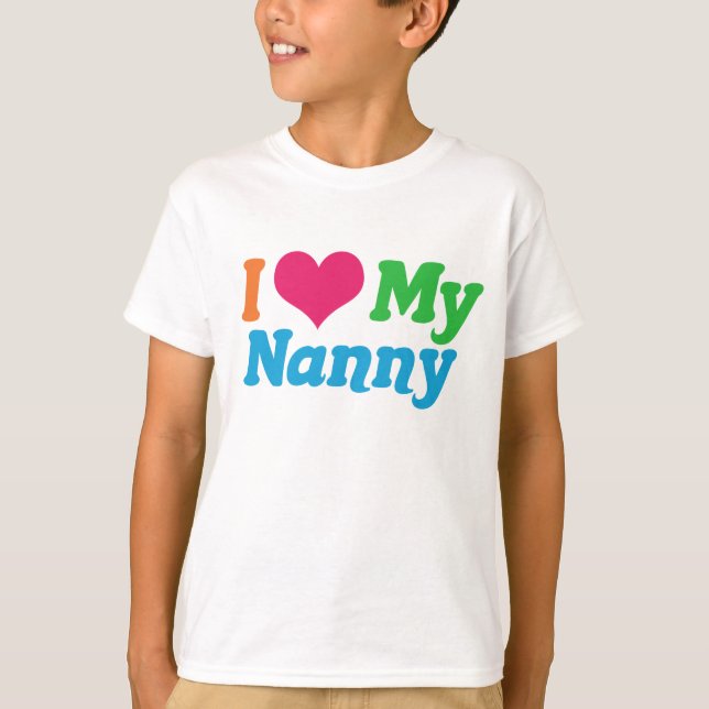 I Kärlek My Nanny Kids T Shirt (Framsida)