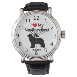 I Kärlek My Newfoundland Hund Silhouette Armbandsur