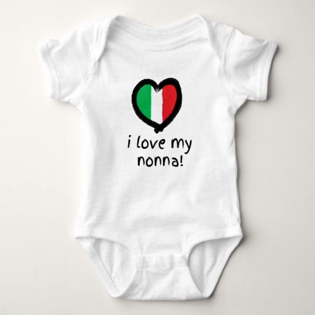 I Kärlek My Nonna Italiana Baby Bodydräkt Shirt T Shirt (Framsida)