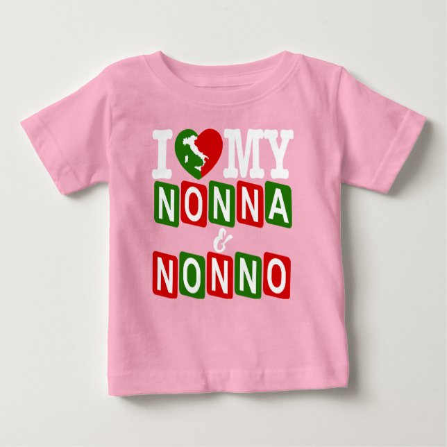 I Kärlek My Nonna & Nonno Baby T-Shirt (Framsida)