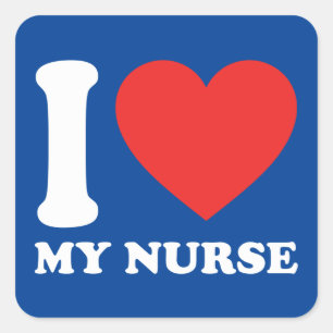I Kärlek My Nurse Fyrkantigt Klistermärke