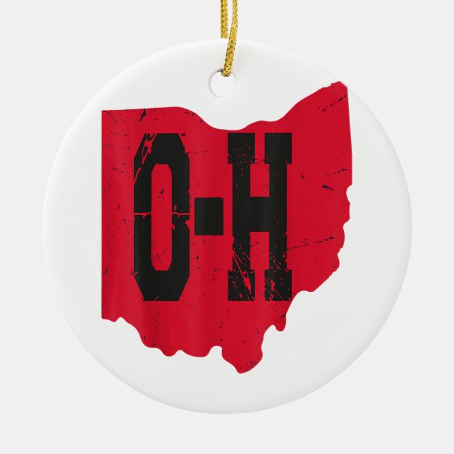 I Kärlek My Ohio Home Script Ohio Buckeye State Julgransprydnad Keramik (Framsidan)