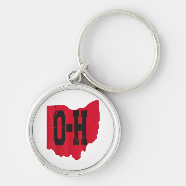I Kärlek My Ohio Home Script Ohio Buckeye State Rund Silverfärgad Nyckelring (Framsidan)