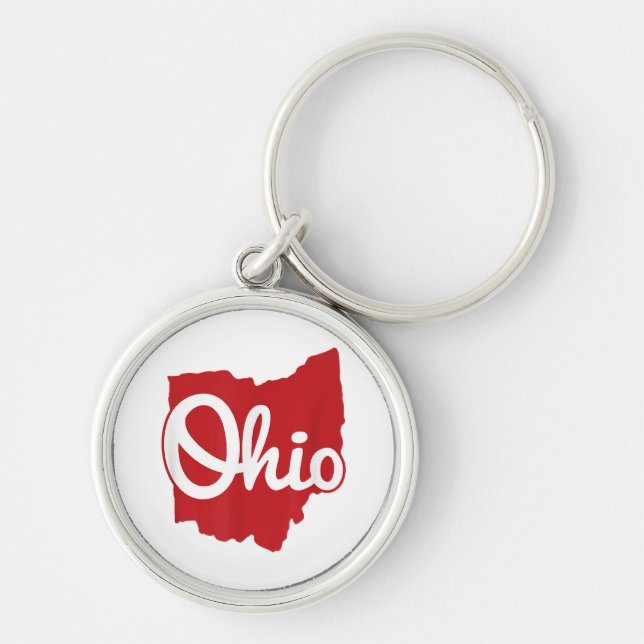 I Kärlek My Ohio Home Script Ohio Rund Silverfärgad Nyckelring (Framsidan)