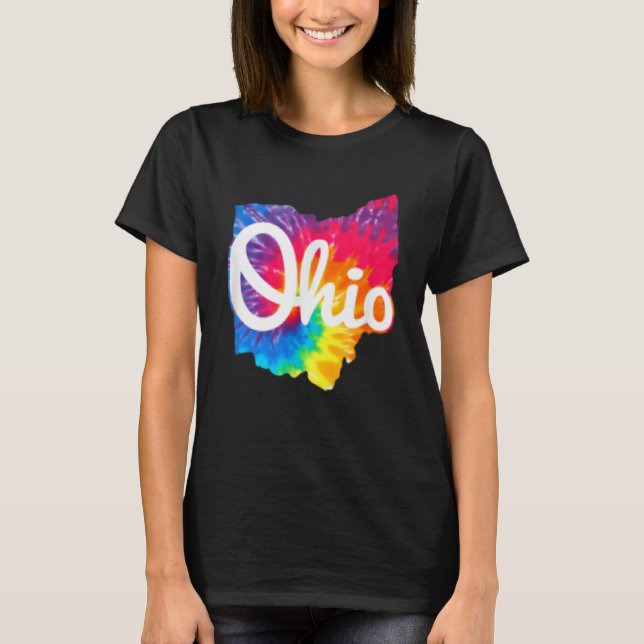 I Kärlek My Ohio Home Script Tie Dye Ohio T Shirt (Framsida)