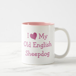 I Kärlek My Old English Sheepdog Två-Tonad Mugg