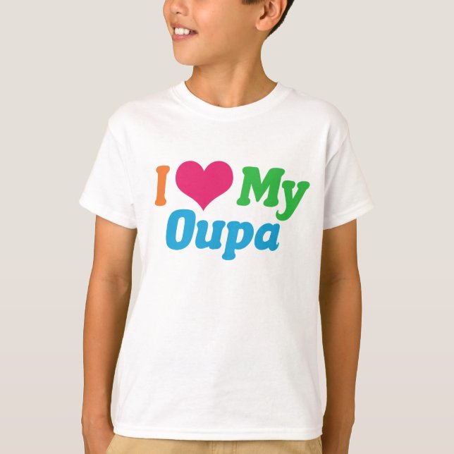I Kärlek My Oupa Grandson Kids T Shirt (Framsida)
