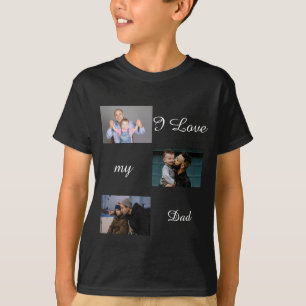 I Kärlek My Pappa Anpassningsbar 3 Photo Collage T Shirt