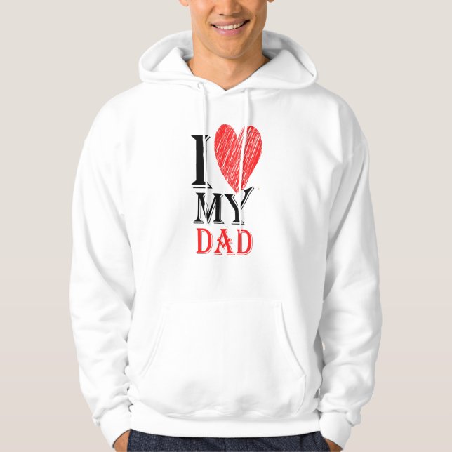 I Kärlek My Pappa Cute Simple Purview Alla hjärtan Hoodie (Framsida)