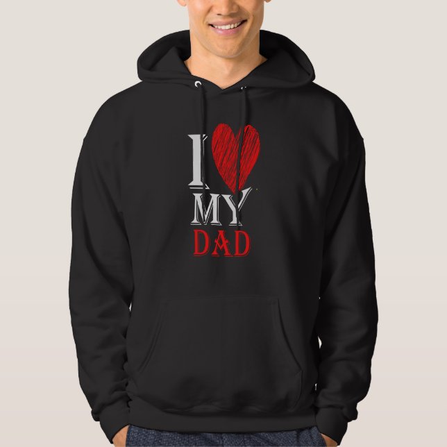 I Kärlek My Pappa Cute Simple Purview Alla hjärtan Hoodie (Framsida)