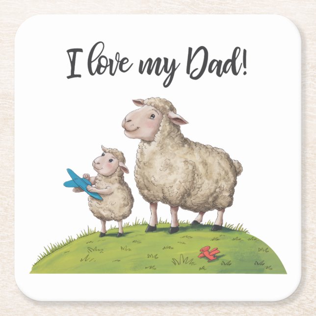 I Kärlek My Pappa får Underlägg Papper Kvadrat (Framsidan)