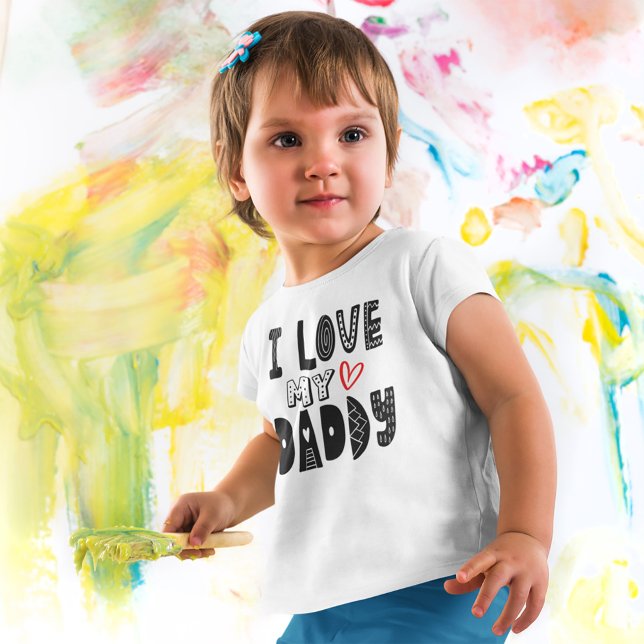 I Kärlek My pappa Heart Black Typography T Shirt (Skapare uppladdad)