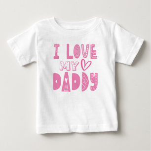 I Kärlek My pappa Heart Rosa Typography T Shirt