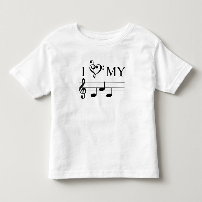 I Kärlek My Pappa Musik noter Heart Treble Cleny T Shirt (Framsida)