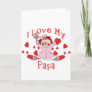 I kärlek My Pappa Rag Doll & Hearts Kort