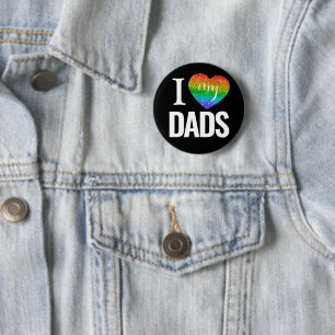 I Kärlek My Pappor Rainbow Heart Pride Fars dag Knapp