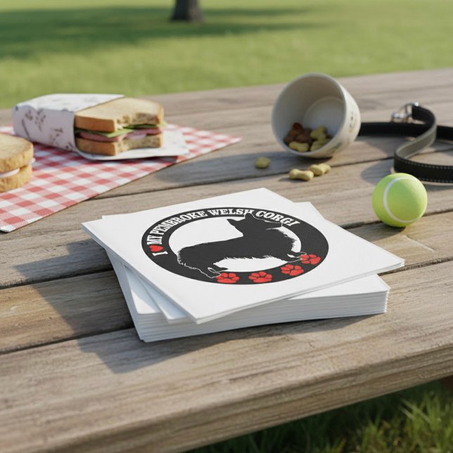 I Kärlek My Pembroke Welsh Corgi Napkins Pappersservett (Skapare uppladdad)