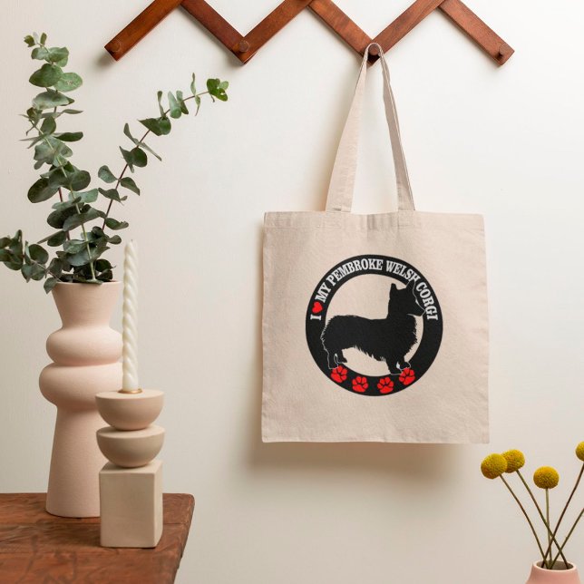 I Kärlek My Pembroke Welsh Corgi Tote Bag Tygkasse (Skapare uppladdad)