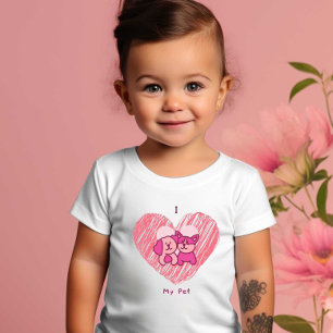 I Kärlek My Pet Print Modern White Baby-killar T-s T Shirt