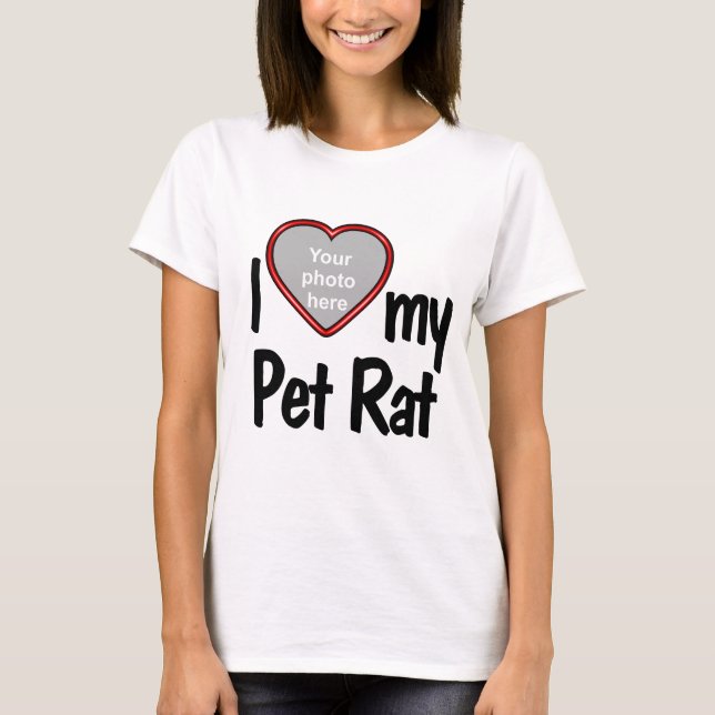 I Kärlek My Pet Råtta - Cute Red Heart Photo Ram T Shirt (Framsida)