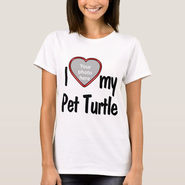 I Kärlek My Pet Turtle - Red Heart Photo Ram T Shirt (Framsida)