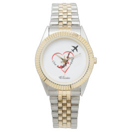 I kärlek My Pilot Typography, Aviation, Personlig Armbandsur