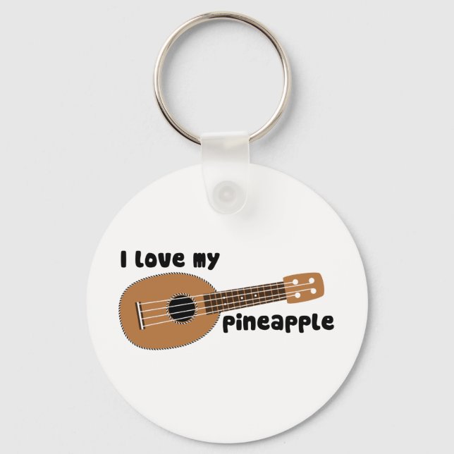 I Kärlek My Pineapple Ukulele Nyckelring (Framsida)