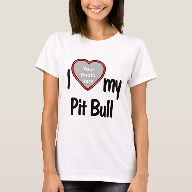 I Kärlek My Pit Bull - Cute Roligt Heart Photo Ram T Shirt (Framsida)