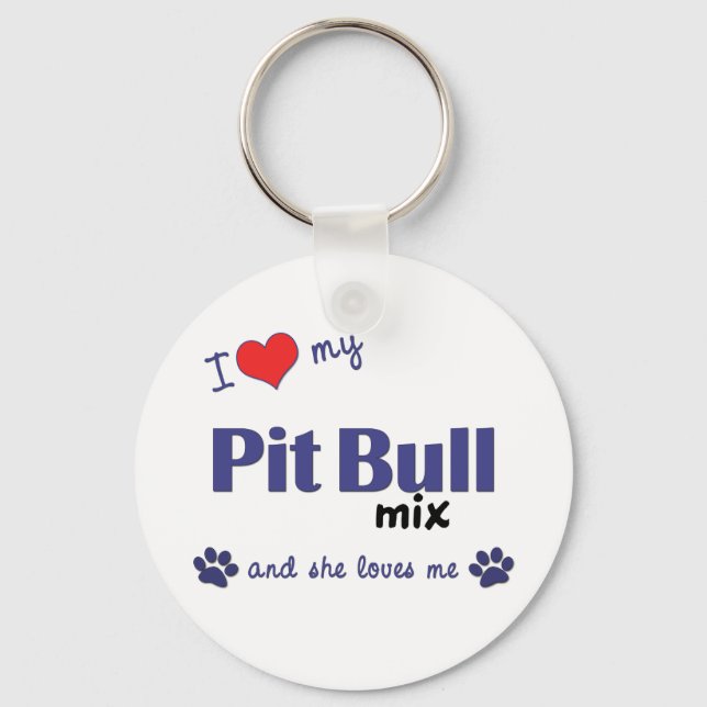 I Kärlek My Pit Bull Mix (Honlig Hund) Nyckelring (Framsida)