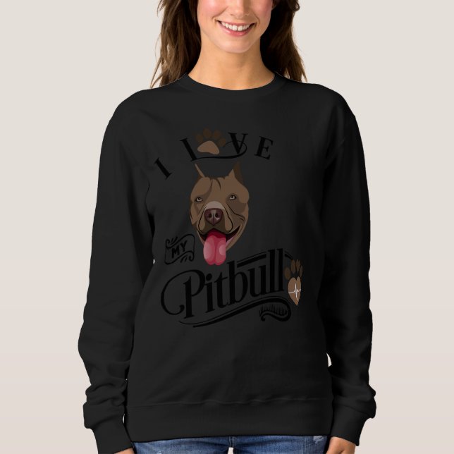 I Kärlek My Pit Bull Pitbull Hund T Shirt (Framsida)