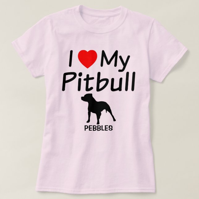 I Kärlek My Pitbull Hund T-shirt (Design framsida)