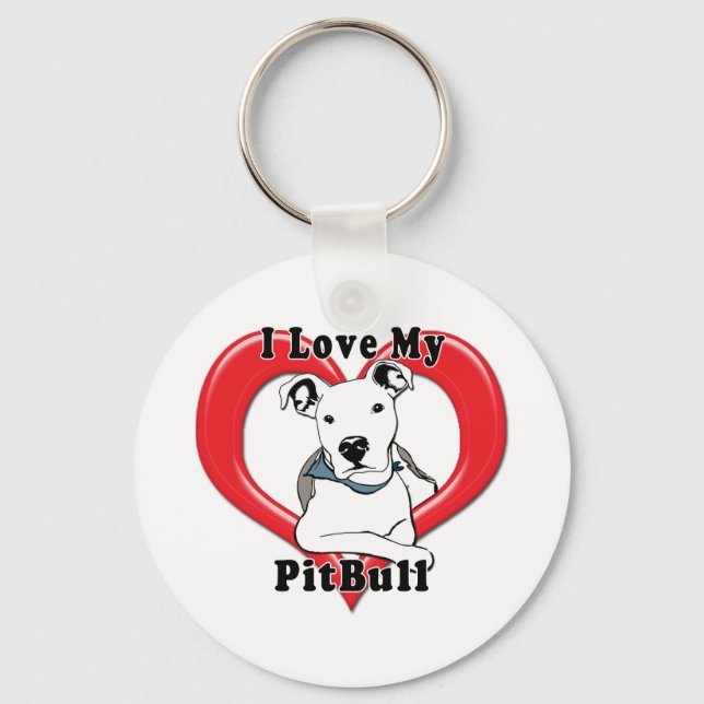 I Kärlek My PitBull Logotyp Nyckelring (Framsida)