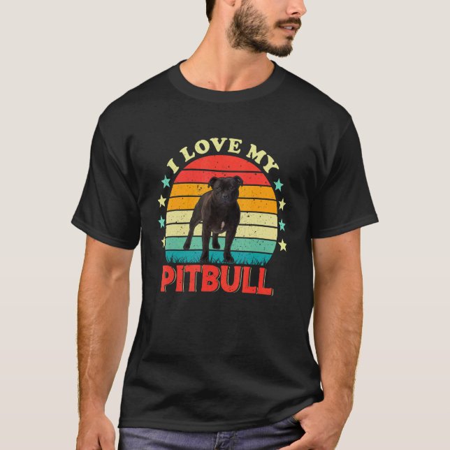 I Kärlek My Pitbull Manar Women Kärlek Black Pit b T Shirt (Framsida)
