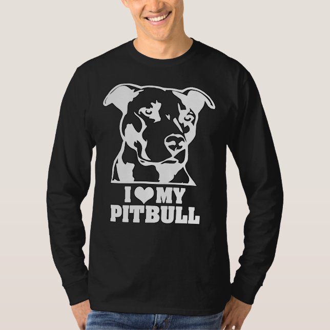 I Kärlek My Pitbull Pit Bull Älskare T Shirt (Framsida)