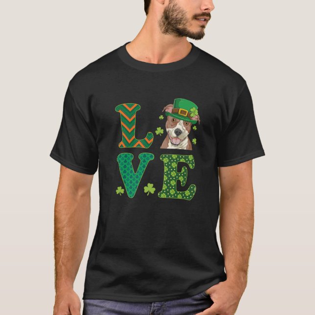 I Kärlek My Pitbull St. Patricks Day Pit Bull Dog  T Shirt (Framsida)