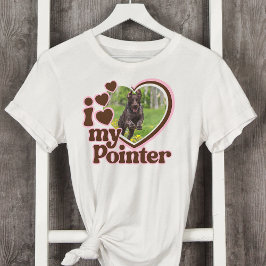 I Kärlek My Pointer Anpassningsbar Rosa Heart Phot T Shirt