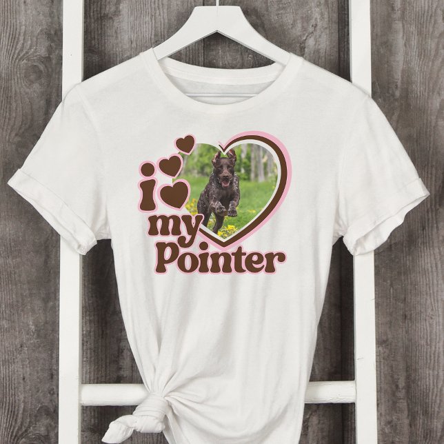 I Kärlek My Pointer Anpassningsbar Rosa Heart Phot T Shirt (Skapare uppladdad)