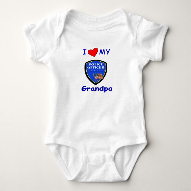 I Kärlek My Police Grandpa Tee Shirt (Framsida)