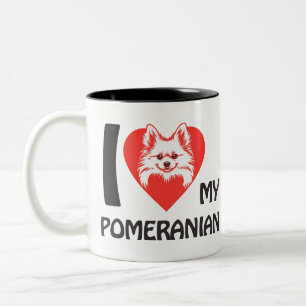 I Kärlek My Pomeranian - Cute Fluffy Hund älskare Två-Tonad Mugg