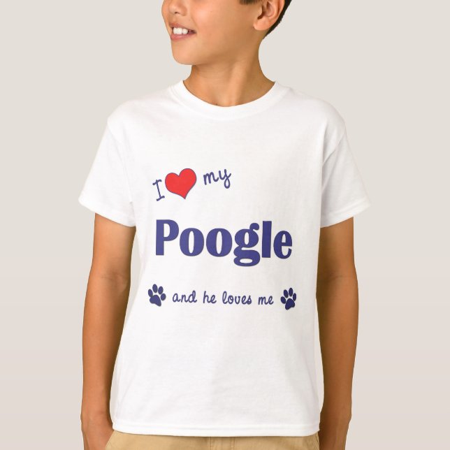 I Kärlek My Poogle (Manlig Hund) T-shirt (Framsida)