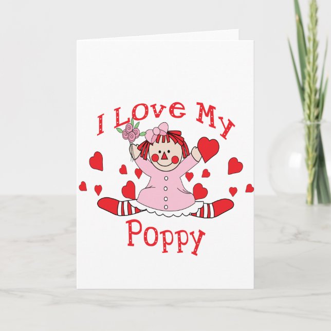 I kärlek My Poppy Rag Doll & Hearts Kort (Framsida)