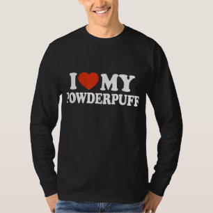 I Kärlek My Powderpuff Chinese Crested Hund älskar T Shirt