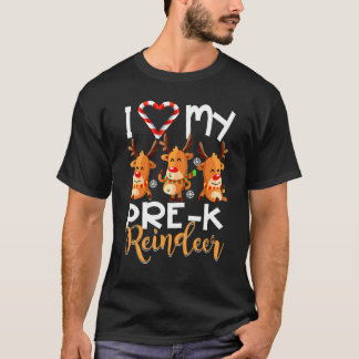 I Kärlek My Pre k Reindeers Studenter Teacher Chri T Shirt