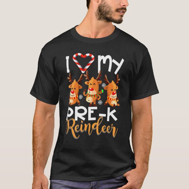 I Kärlek My Pre k Reindeers Studenter Teacher Chri T Shirt (Framsida)