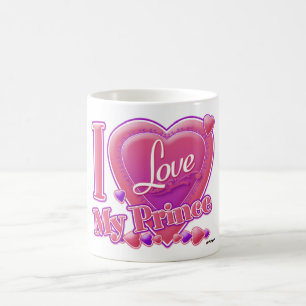I Kärlek My Prince rosa/lila - hjärta Kaffemugg