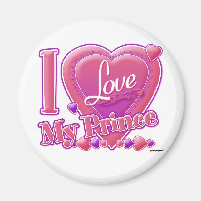 I Kärlek My Prince rosa/lila - hjärta Magnet (Framsidan)