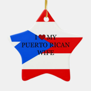 I Kärlek My Puerto Rican Maka, Flagga Puerto Rico Julgransprydnad Keramik