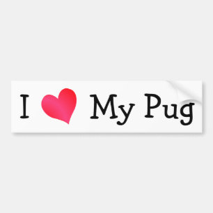 I Kärlek My Pug Bildekal