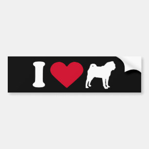 "I Kärlek my Pug" Bildekal