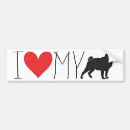 I Kärlek My Pug Bumper Sticker Bildekal